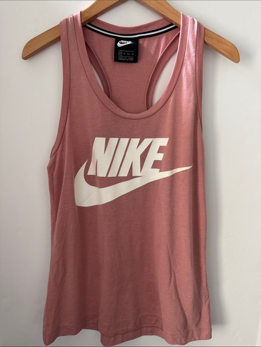 Nike Women’s Pink Racerback Tank with White Swoosh XS